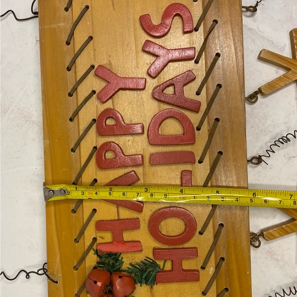 Primitive Rustic Country Happy Holidays Wood Block Sign Cabin Cottage Christmas - Picture 5 of 9